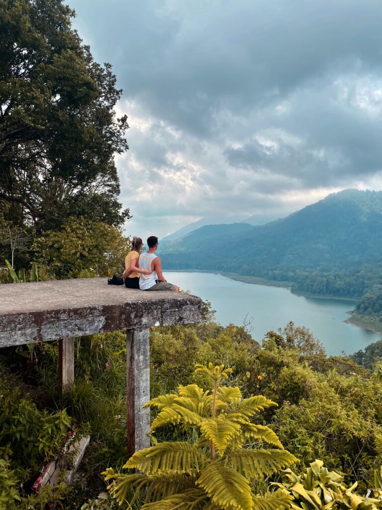 Stunning cliff view over the twin lakes in Bali