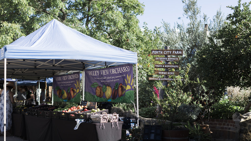 A stall of the Perth City Farm markets