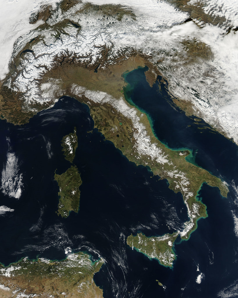 Satellite view of Italy
